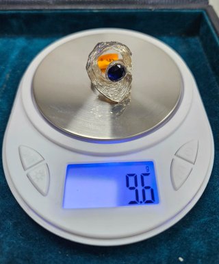 Anillo Artesanal de Plata y Piedra Azul