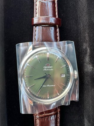 Reloj Orient Bambino Automátic Verde Correa Marrón
