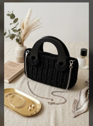 Bolso crochet artesanal negro