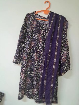 Vestido pakistaní estampado floral 3pc