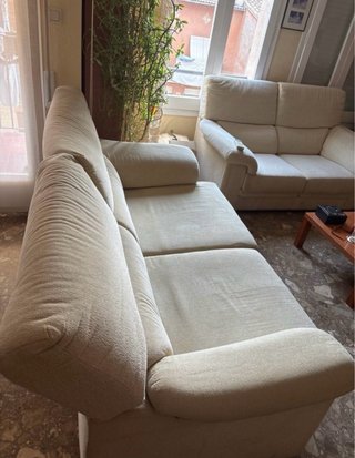 Sofá 3 plazas beige tela