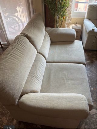 Sofá 3 plazas beige tela