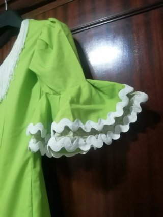 Traje Flamenca Niña Verde y Blanco