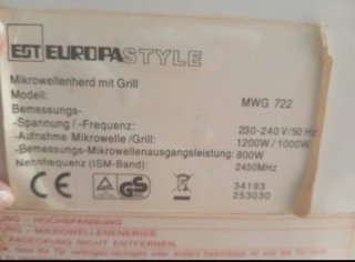 Microondas EJT EuropaStyle MWG 722 Combi Grill