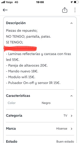 TV Hisense H50A6140 recambios