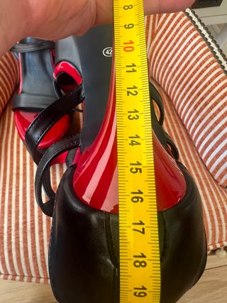 Sandalias plataforma tacón alto negro rojo