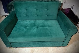 Sofá-cama 2 plazas terciopelo verde