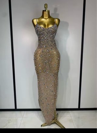 Vestido de fiesta lentejuelas rosa y plata