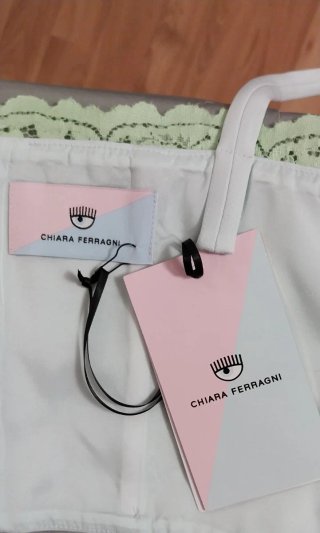 Top Corset Chiara Ferragni Renda Verde e Branco