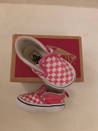Scarpe Vans bambina slip-on scacchi rosa bianco