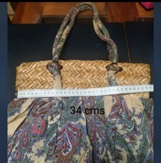 Bolso/ Capazo Mimbre y Tela Estampada