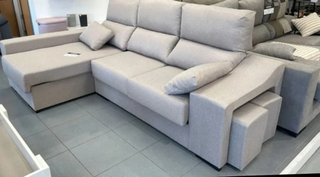 Sofá Chaise Longue Beige/Gris Tela