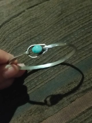Brazalete Plata 925 y piedra Larimar Cierre gancho