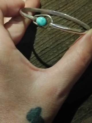 Brazalete Plata 925 y piedra Larimar Cierre gancho
