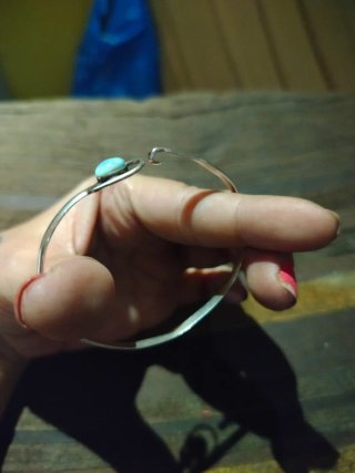 Brazalete Plata 925 y piedra Larimar Cierre gancho