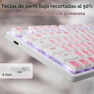 Redragon Combo Teclado y Ratón Inalámbrico Rosa