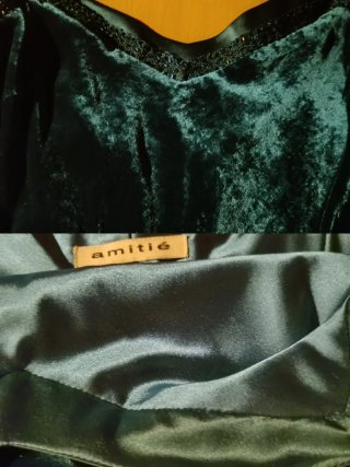 Vestido de fiesta Amitié de terciopelo verde