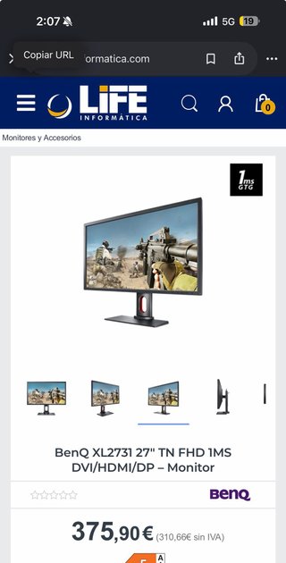 Monitor BenQ XL2731 da 27 pollici con risoluzione Full HD e tempo di risposta 1ms. 144Hz