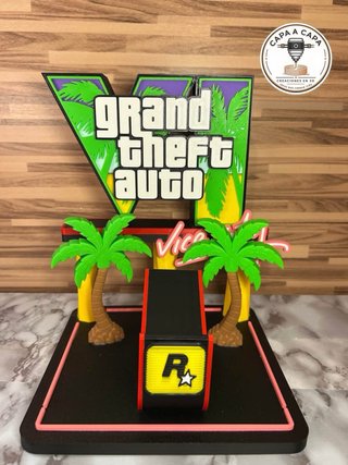 Soporte para mando y cascos inspirado en GTA VI