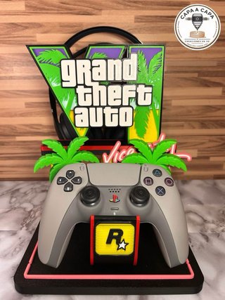 Soporte para mando y cascos inspirado en GTA VI