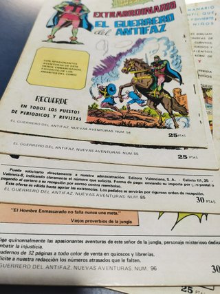 8 cómics EL GUERRERO DEL ANTIFAZ, nº 22-24-32-44-54-55-85-96 (1972/1980)
