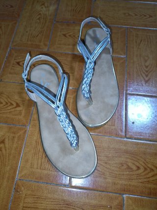 Sandalias doradas y plateadas
