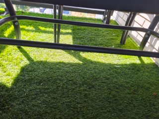 Mesa y sillones de jardín metal y cristal