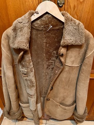 Chaquetón Piel Vuelta Beige/Marrón