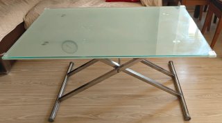 Mesa centro elevable cristal y metal ¡URGE VENTA!