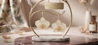 Pendientes Flor Resina Natural Oro Blanco