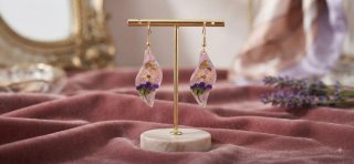 Pendientes Resina Flores Naturales Rosa Morado