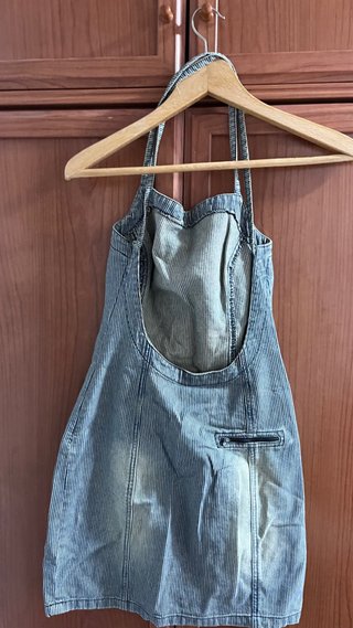 Vestido de verano estilo tejano rayas S