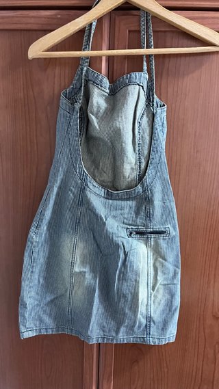 Vestido de verano estilo tejano rayas S