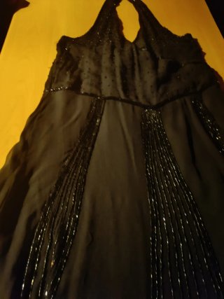 Vestido de fiesta negro con abalorios Tintoretto