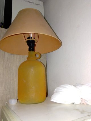 2 Lámpara de mesa vintage vidrio y plástico