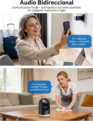 WOLFANG WS03 Cámara WiFi 2K 360° Interior 2 Pack