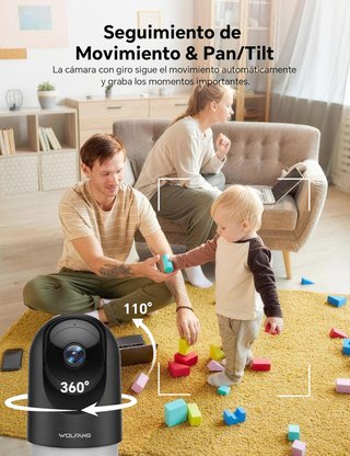 WOLFANG WS03 Cámara WiFi 2K 360° Interior 2 Pack
