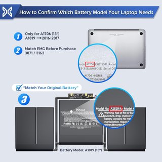 XINGLT Batería 4320mAh A1706 A1819 MacBook Pro 13