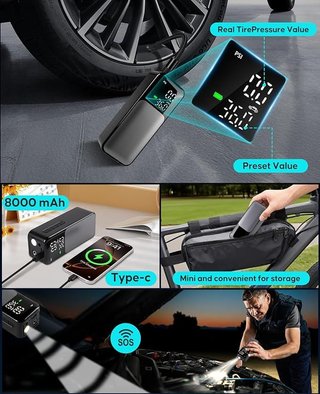 AMJYEW ATJ-9166 Compresor Aire 8000mAh 150PSI