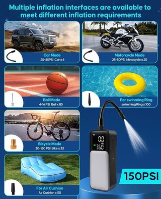 AMJYEW ATJ-9166 Compresor Aire 8000mAh 150PSI