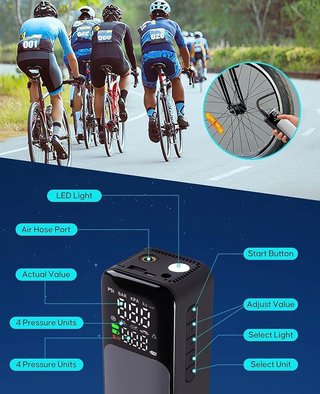 AMJYEW ATJ-9166 Compresor Aire 8000mAh 150PSI
