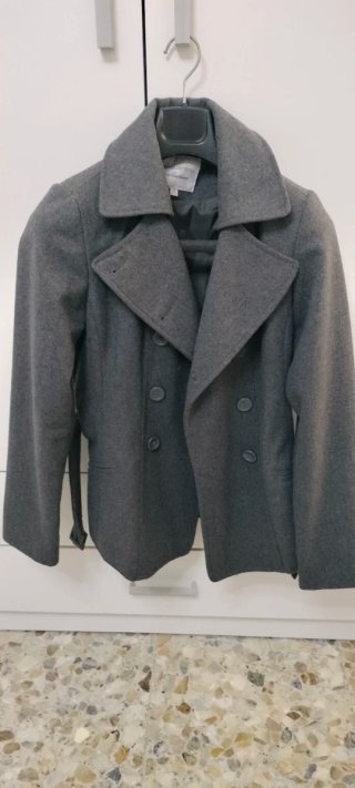 Abrigo de paño gris talla S