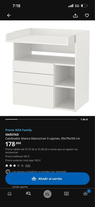 Cambiador IKEA SMÅSTAD blanco