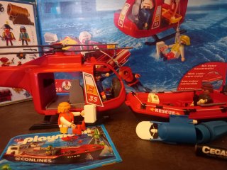 Playmobil Helicóptero y Barco de Rescate