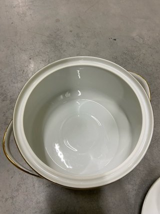 Juego Consomé Sopera Porcelana Dorada