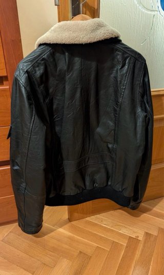 NUEVO Cazadora bomber Airbus cuero negro Talla M