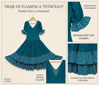 Vestido flamenca azul T42, muy fresco y vuelo