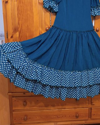 Vestido flamenca verde T42/44 (Bata de calidad)