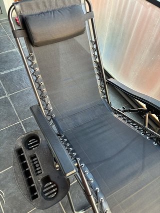 Hamaca Silla Plegable Negra con Posavasos