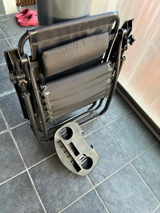 Hamaca Silla Plegable Negra con Posavasos